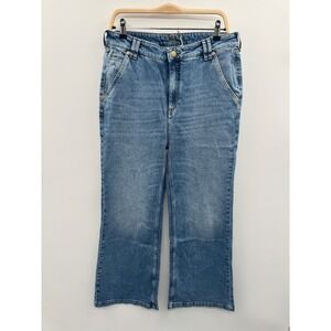 Wrap London Jeans Women's 12/30 Blue Denim Light Wash Wide Leg Zip Fly Retro NWT